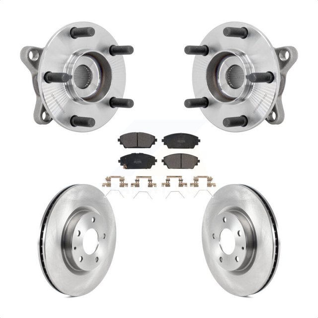 Transit Auto Front Hub Bearing Assembly Disc Brake Rotors and Semi-Metallic Pads Kit for Car 2021-2022 Mazda 3 AWD Vehicles Manufactured In Mexico KBB-132231