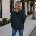 thumbnail image 6 of Sheghy Hoodies for Women Ladies Daily and Winter Long Sleeved V-neck Drawstring Knitted Loose Fitting Hooded Sweatshirt Hanging Sweatshirt Top Black S, 6 of 7