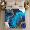 thumbnail image 5 of Swirling Blue Gold Marble Sofa Pumpkins Cat Elegant, Cozy Pet Portrait Pattern, Warm Flannel Blanket for Living Room and Reading Nook, Cat Lovers Halloween Gift, Pet Lover Home Decor, 5 of 9