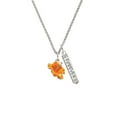 thumbnail image 2 of Delight Jewelry Silvertone Hot Orange Hibiscus Flower Silvertone Forever Bar Charm Necklace, 23", 2 of 4