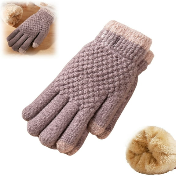 Women's Winter Gloves 2-Finger Touch Screen Warm Fleece Lined Knit Gloves Cold Weather Accessories