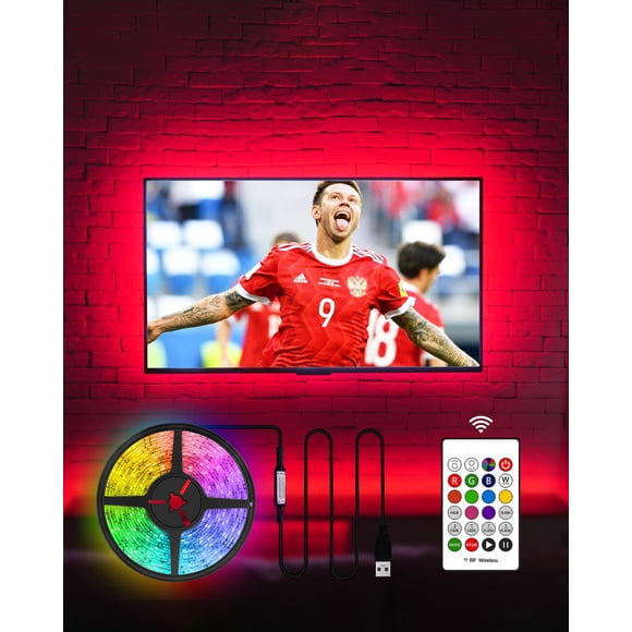 HAMLITE TV Luz de fondo LED TV de 60-65 pulgadas Luces de TV de 15 pies detrás del monitor HDTV Decoración del espacio de trabajo-20 colores cambiantes Iluminación polarizada de TV para juegos Decorac