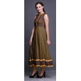 thumbnail image 3 of Bimba Kurti Longue Indienne Damassée Brune pour Femmes Tenue de Fête Imprimée Sans Manches Robe Anarkali Kurti Petite, 3 of 6