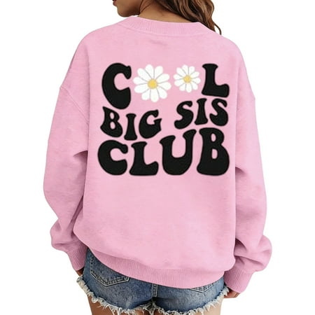 ZXLBBD Girls Fashion Reversible Letter Print Pullover Hoodie Soft Sweatshirt for Kids Youth Streetwear Versatile Trendy Casual Dailywear