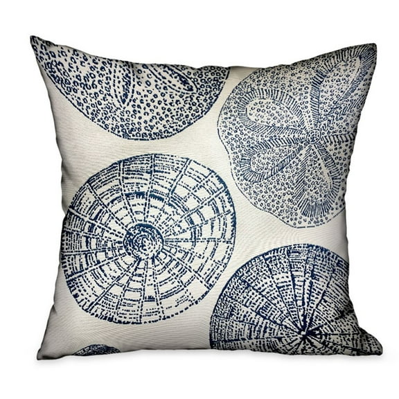 Plutus Seashell Haven Blue, cream Motif Luxury Throw Pillow Double sided 22" x 22"