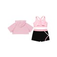 thumbnail image 4 of Haitryli Kids Girls Sports Dance Outfits Short Sleeve Crop Hoodie Tank Tops with Shorts 3 Piece Set A Pink 14, 4 of 5