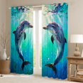 thumbnail image 2 of Feelyou Dolphin Black Out Curtains, Romantic Sealife Curtains Pack of 2 (42x63 Each), 2 of 6