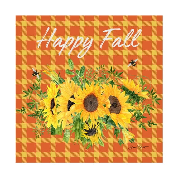 Canvas Wall Art - Jean Plout 'Fall Plaid Celebration A' Wall Art for Living Room, Bedroom, or Office Décor by Trademark Fine Art - 14 x 14 Inches
