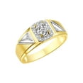 thumbnail image 4 of RYLOS Men's Rings Yellow Gold Plated Silver Classic 7X5MM Oval Gemstone & Diamond Ring White Topaz April Birthstone Rings For Men Size 9, 4 of 7