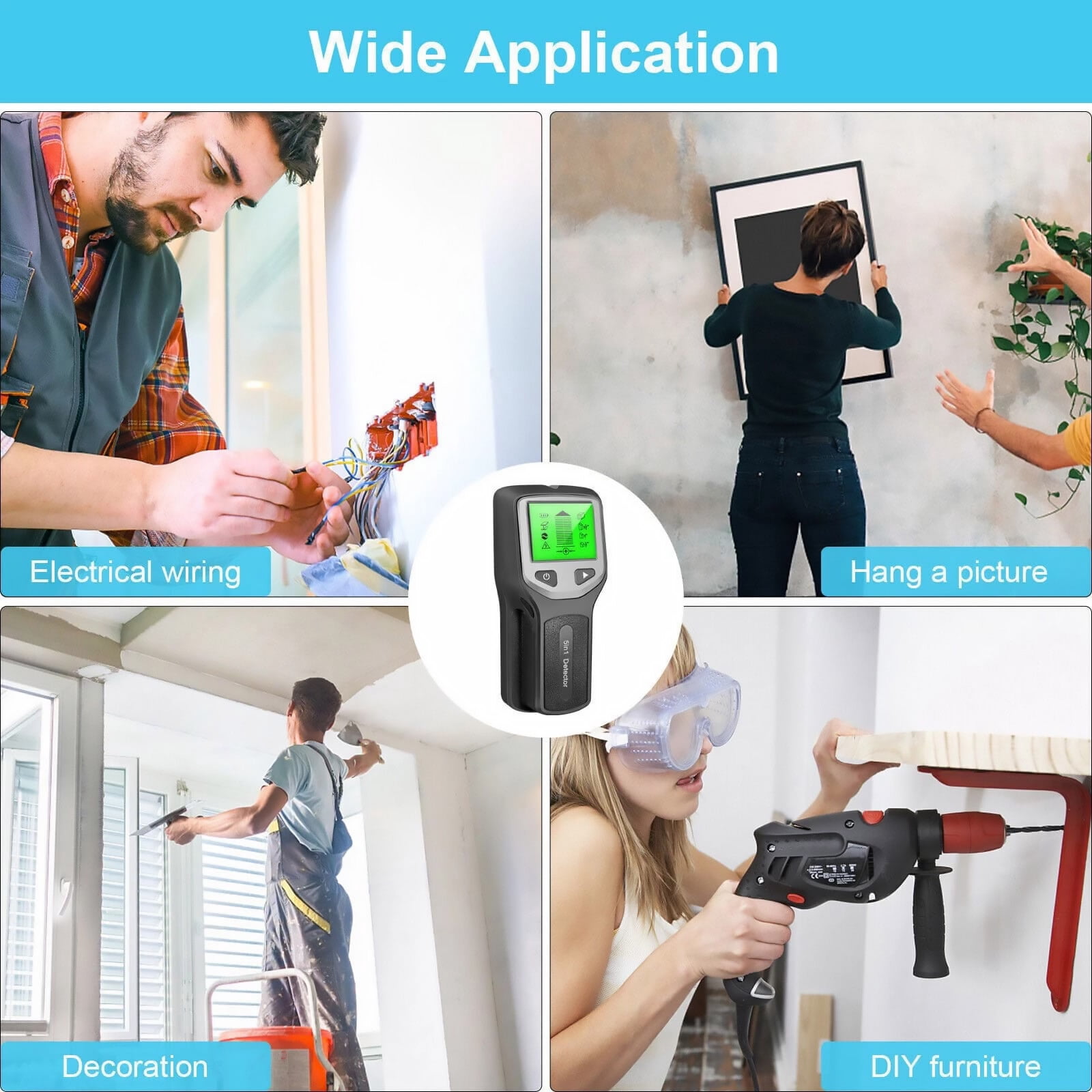 APPLAYERR Deep Sensing Wall Detector With Voltage Warning For Home Improvement Furniture Mounting Hidden Object Locating Accessory