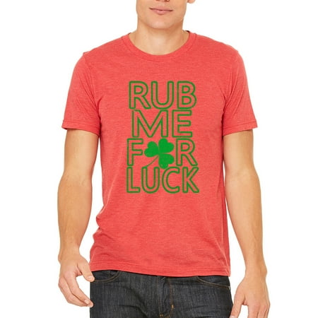 Men's Rub Me For Luck Red Tri Blend T-Shirt C1 Large
