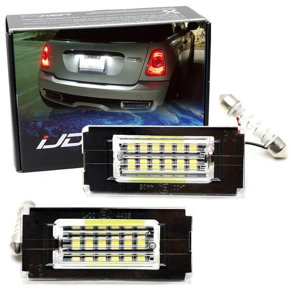 OEM-Fit 3W Full LED License Plate Light Kit For 2006-14 MINI Cooper Gen2 R56 R57 R58 R59 Powered by 18-SMD Xenon White LED & Can-bus Error Free