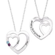 Women's Personalized Planet Sterling Silver Couple's Two-Heart Pendant