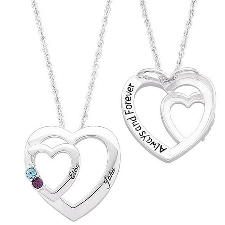 Women's Personalized Planet Sterling Silver Couple's Two-Heart Pendant