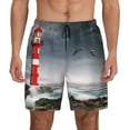 thumbnail image 3 of Uemuo 3d Lighthouse in the Surf Pattern Mens Swim Trunks Quick Dry Board Shorts with Mesh Lining, Stretch Beach Shorts Quick Dry No-Chafing Board Shorts-3X-Large, 3 of 9