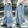 thumbnail image 5 of Kids Girls' Fashion Jeans Elastic High Waist Wide-Leg Palazzo Denim Pants Teen Clothing Clothes for Girls 10-11 Years Girls Fashion, 5 of 8