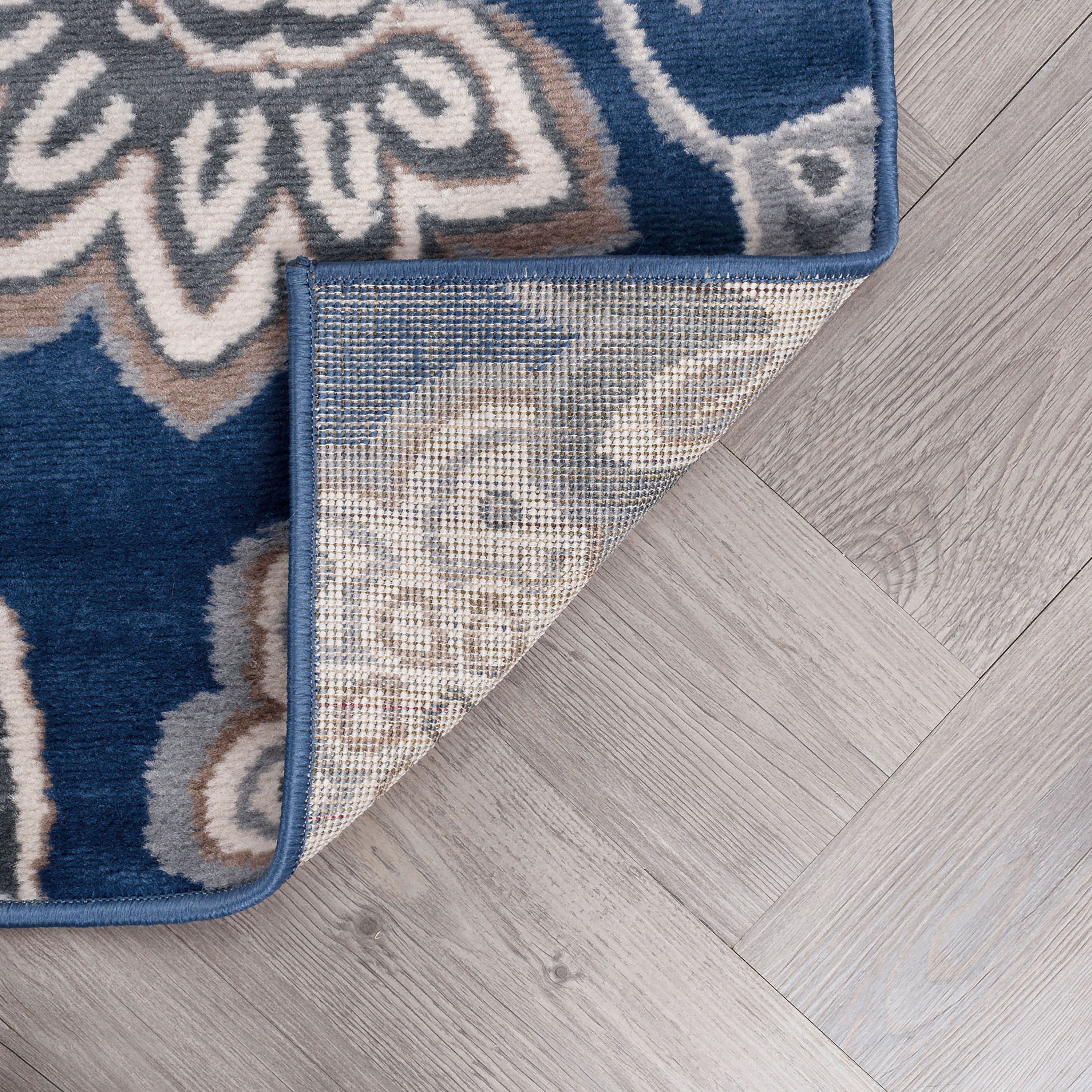 Madison Transitional 9' x 12' Navy and Cream Polypropylene Indoor Area Rug