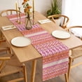 thumbnail image 3 of Pink Orange Boho Table Runner - 60 Inch Long, Kitchen Dining Table Runner Dresser Scarves, Vintage Ethnic Tribe Abstract Art Farmhouse Decor for Coffee Tables Wedding Party Banquet, 3 of 8