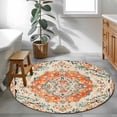 thumbnail image 3 of Orange Beige Boho Round Area Rug 3Ft Washable Small Circle Rugs for Kitchen Entryway, Vintage Ethnic Abstract Art Floral Non-Slip Carpet Floor Mats Indoor Outdoor Carpet Runner Aesthetic Home Decor, 3 of 8