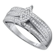 The Diamond Deal Sterling Silver Round Diamond Marquise Bridal Wedding Engagement Ring 1/4 Cttw