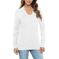 thumbnail image 5 of Uvplove Women Long Sleeve Soft Basic Knit Cardigan Sweater,Pure White,S-3XL, 5 of 13