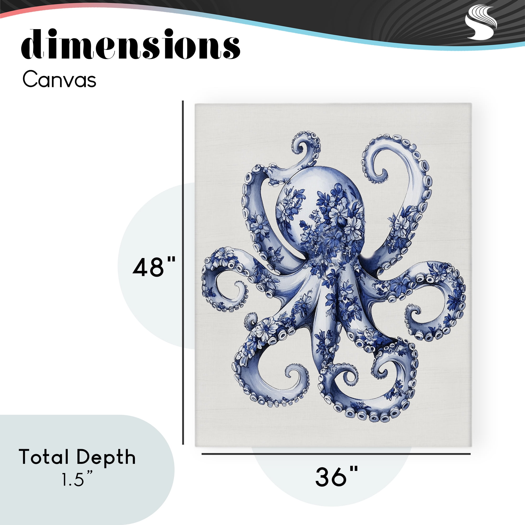 Funky Toile Octopus Canvas Wall Art, design by Lettered and Lined