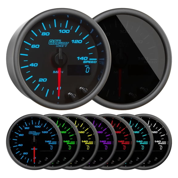 GlowShift | Tinted 7 Color 3-3/8" 140 MPH In-Dash Speedometer Gauge