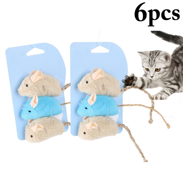 6PCS Cat Mice Toy Bite-resistant Plush Catnip Toy Cat Chew Toy Cat Teething Toy