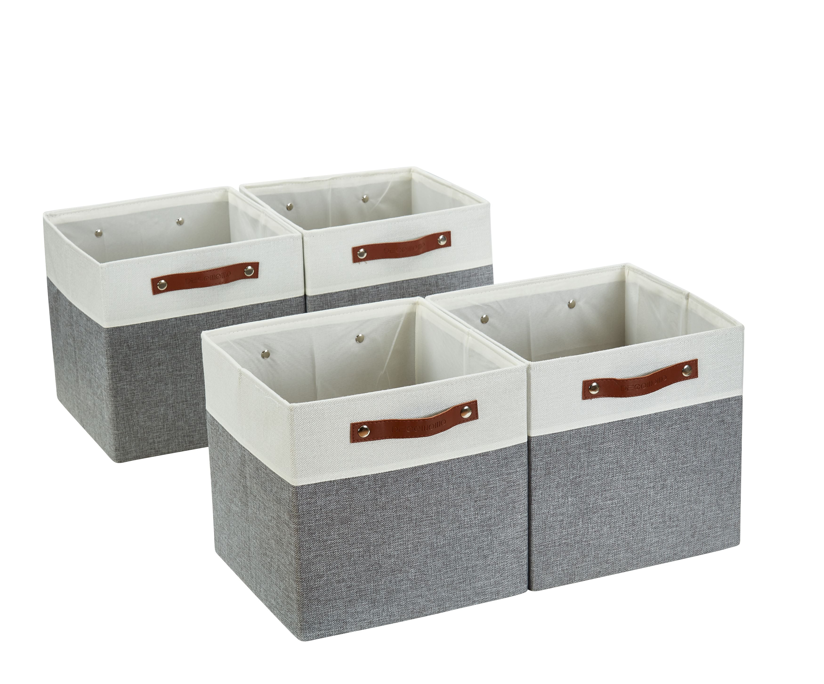 Cube Storage Bins, 13 inch Storage Cubes Set of 4, Grey and