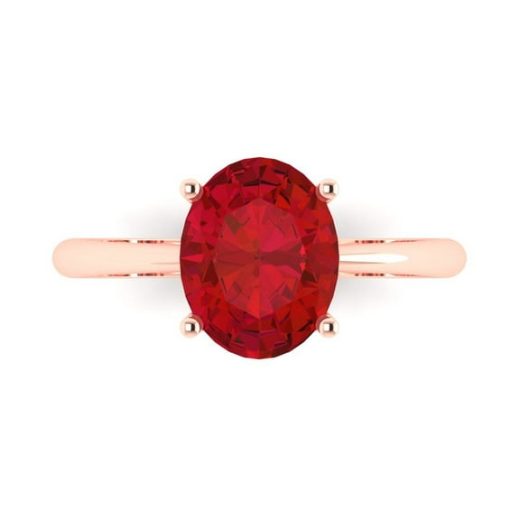 Clara Pucci 14K Rose Gold 2.5ct Tourmaline Solitaire Ring for Women