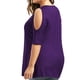 thumbnail image 3 of Guardurnaity Camiseta de mujer Blusa de encaje con cuello en V Top informal suelto con hombros descubiertos Prendas para la parte del cuerpo Violeta SG, 3 of 6