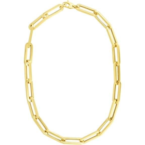 Floreo 14k Yellow Gold 9.6mm Lite Paperclip Link Chain Necklace 18 Inch