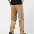 thumbnail image 3 of TKKCS Mens Cotton Cargo Pants Elastic Waist Straight Leg Relaxed Fit Casual Outdoor Work Pants with Multi Pockets Khaki L, 3 of 7