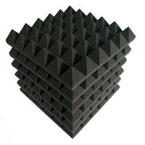 Sound Absorbing Noise Dampening Acoustic Panel Wall Treatment 2" x 12" x 12", Black Pyramide, 12-pack