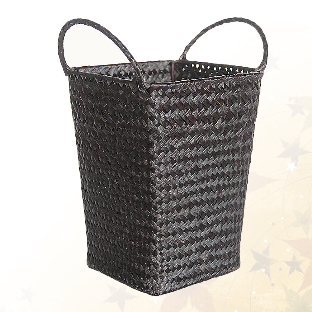 3 Pack Black Wicker Storage Baskets Portable Woman