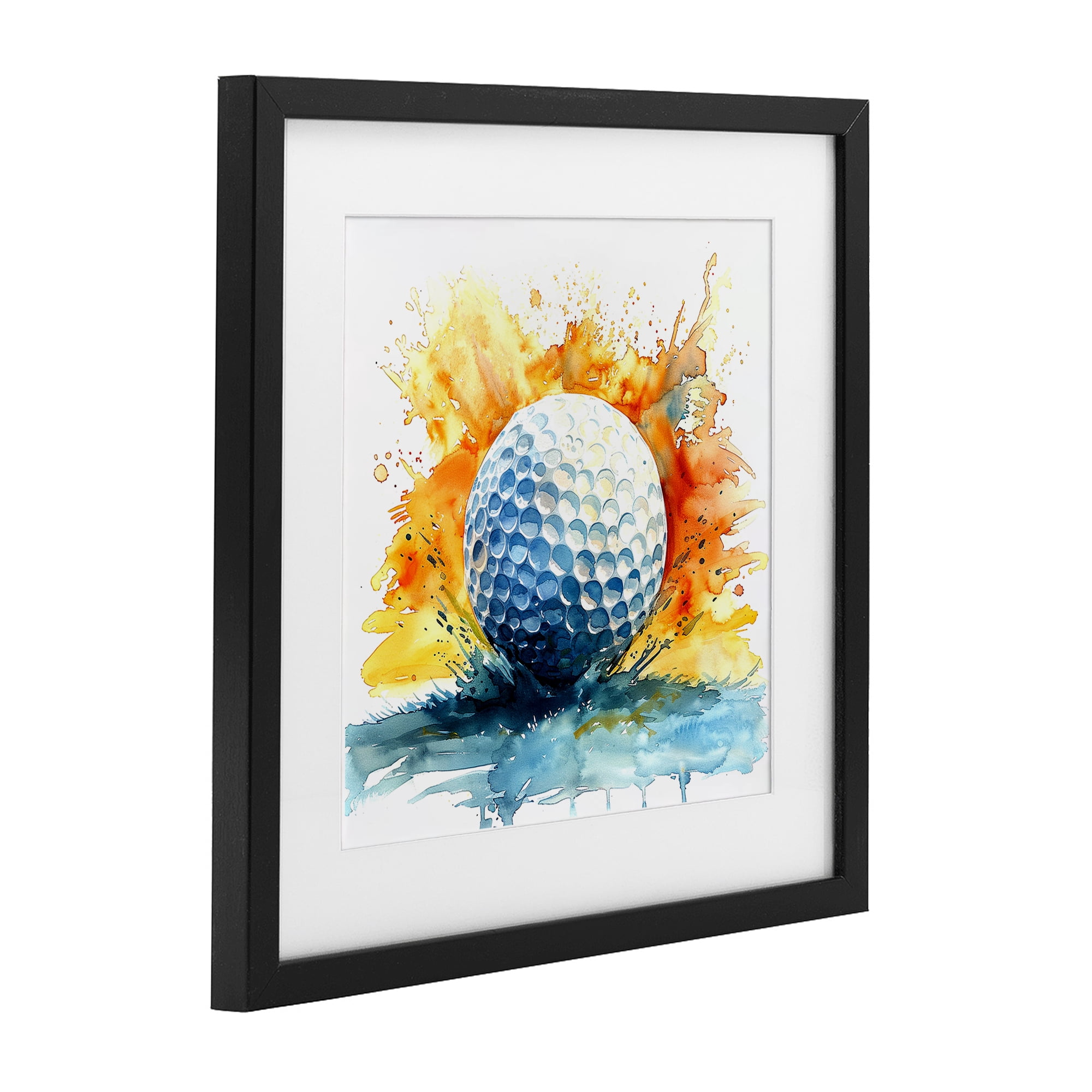 Stupell Industries Golf Splash Watercolor Burst Black Framed Print Under Glass, design by LSR Design Studio