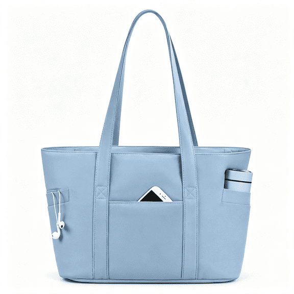 BPPEG Large Tote Bag for Women with Zipper,Nylon Lightweight Work Tote with 15.6" Laptop Sleeve,Nurse Bag for Work College Nylon Tote Bag