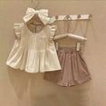 thumbnail image 2 of Toddler Clothes for Girls Baby Girl Summer Outfit Sets Apricot Sleeveless Top And Shorts Clothing Sets, 2 of 4