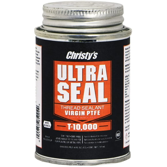 Christy's Ultra Seal T-10,000 Virgin PTFE Thread Sealant, White, 1/4 Pint (4 fl oz)