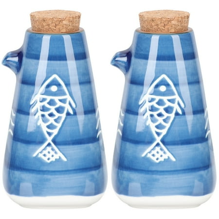 

2 Pc Cooking Oil Container Kitchen Dispenser Condiment Bottles Vinegar Olive Liquid Ceramic