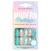Salon Perfect Artificial Nails, 120 Modern Nostalgia Mint Daisy, File & Glue Included, 30 Nails