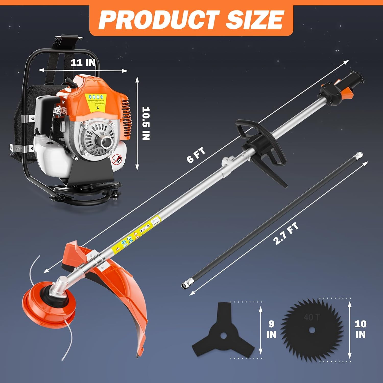 Datingday 52cc 3 in 1 Weed Eater Gas Powered,2-Stroke Gas Brush Cutter,Gas String Trimmer and Gas Weed Wacker Trimmer for Weeds and Grass