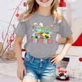 thumbnail image 2 of Happy Easter Tshirts for Kids Cute Cartoon Bunny School Bus Graphic Boys Girls Short Sleeve Tee Egg Party Outfit 3-13Y Grey, 8-9 Years, 2 of 4