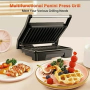 3-in-1 Electric Panini Press&Grill, Sandwich Maker,4 Slice Stainless Steel Panini Press Grill, Non-Stick Sandwich Press Maker with Removable Drip Tray for Any Thickness Sandwich, Burgers, Steak
