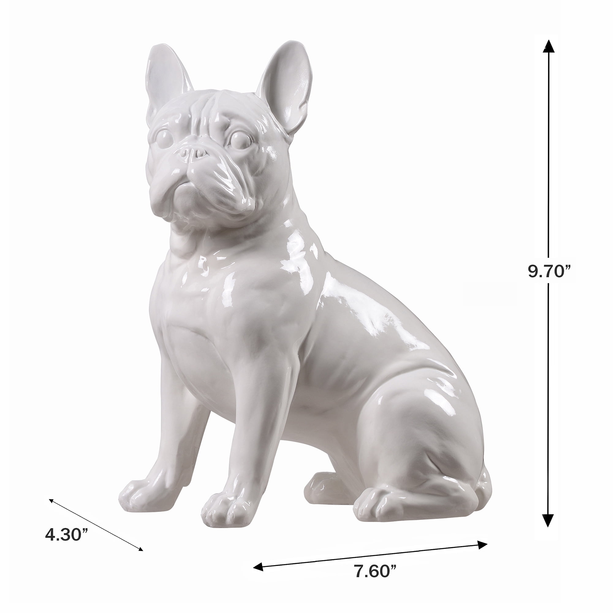 10" H French Bulldog Statue in White Home Decor Indoor Use Only