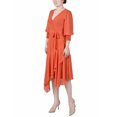 thumbnail image 2 of NY Collection Women's 3/4 Sleeve Belted Chiffon Hankerchief Hem Dress, 2 of 4