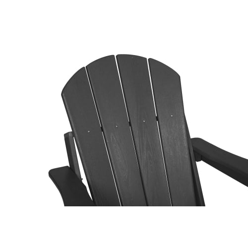 Auto Beyond Folding Adirondack Chair with Dual Cup Holders - HDPE All-Weather Outdoor Chairs, Wood-Like Patio Chair for Backyard, Camping, Pool & Fire Pit, Grey