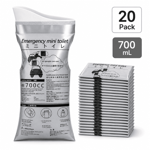 Disposable Emergency Urinal Bag Portable Camping Pee Bags Travel Pee Bags Traffic Jam Emergency Portable Urine Bag for Men Women Kids Children Patient (20 Pack,700ML )