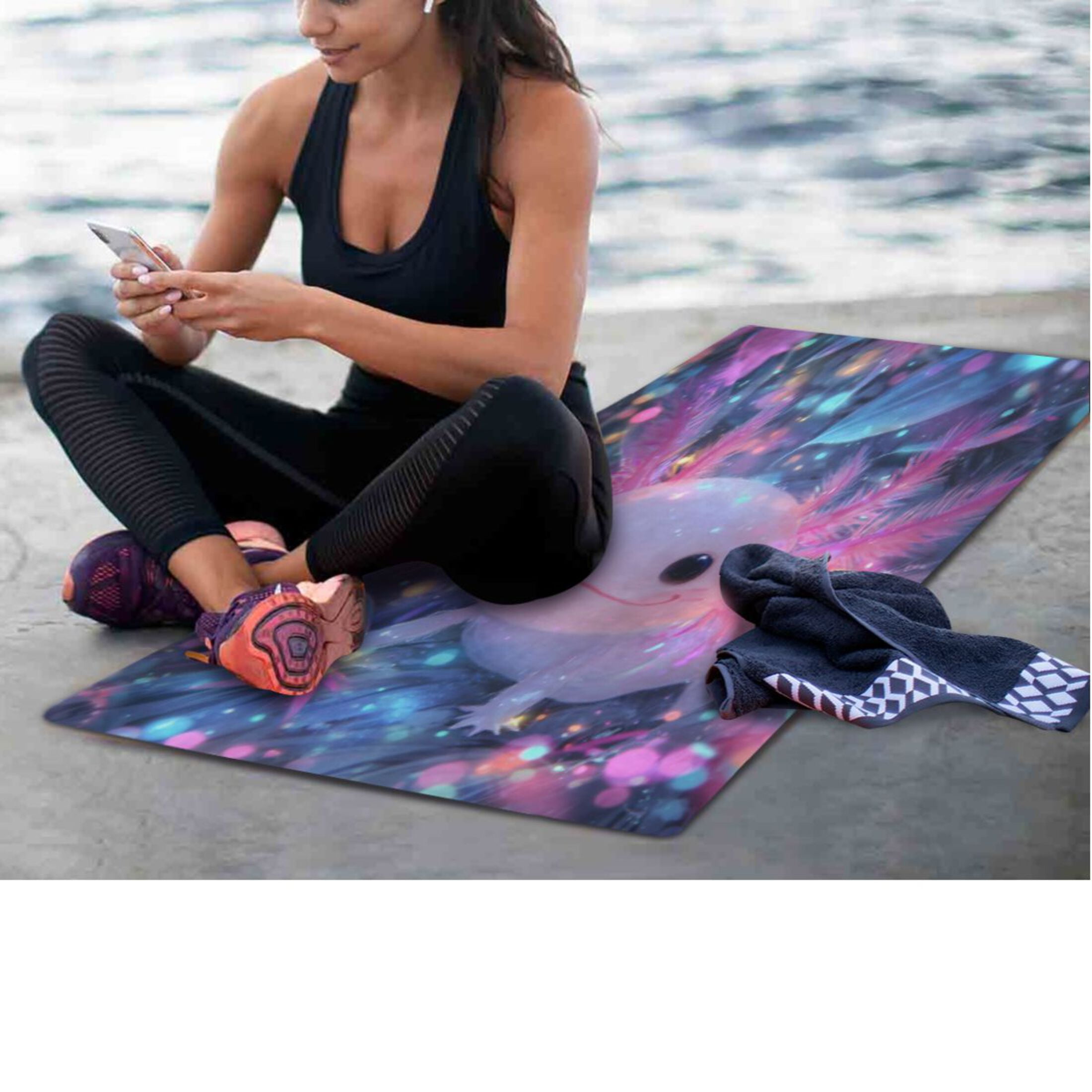 BZSMCE Yoga Mat Women Fitness Mat Axolotl in Sparkle Pattern