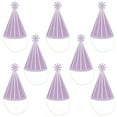 thumbnail image 6 of Big Dot of Happiness Purple Stripes - Cone Happy Birthday Party Hats for Kids and Adults - Set of 8 (Standard Size), 6 of 7